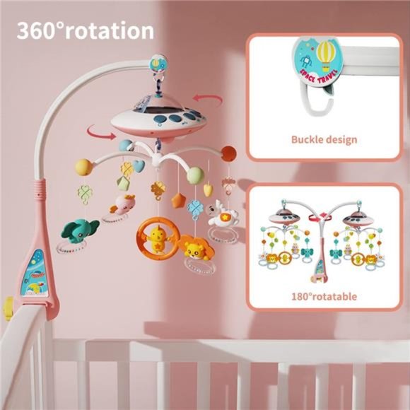 Baby Crib Mobile with Music and Lights, Mobile for Crib with Remote Control - Picture 4 of 7